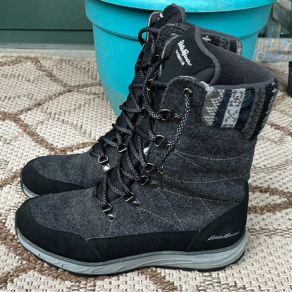 Eddie Bauer women’s Winter Boots Dark Smoke Gray SZ 9